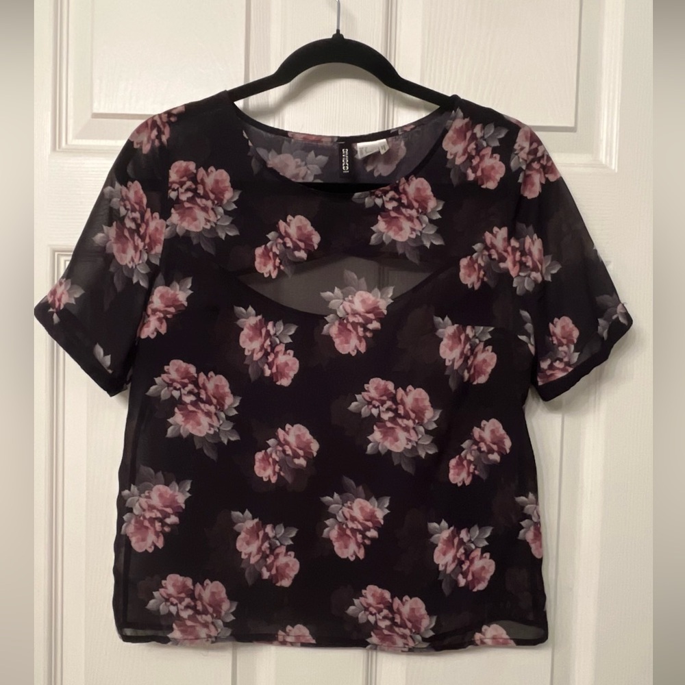Floral Rose Sheer Top